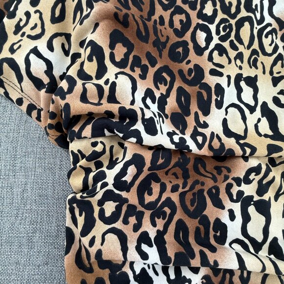 Delusional Mini Bodycon‎ Sexy Dress Animal Print Ruched Small Flutter Sleeves - Picture 4 of 11
